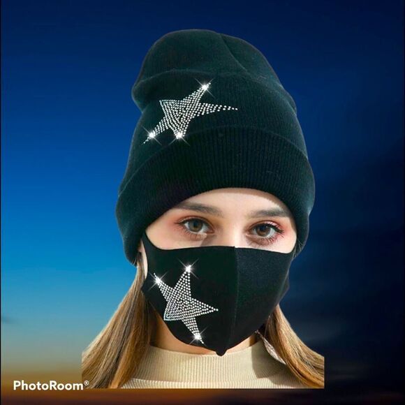 Winter Warm Knit Hat Stretch Soft Diamond Beanie - Picture 1 of 3